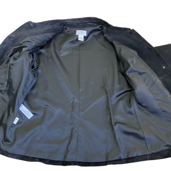 LOFT Vintage Y2K Black Suede Jacket Button Front Relaxed Casual Whimsygoth Sz L - Picture 12 of 16